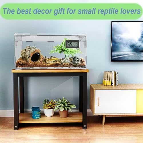 Acrylic Reptile Breeding Box Terrarium Cage Tank, 11.8"x7.9"x5.9", with Temperature Hygrometer, for Small Reptiles, Snakes, Insects, Home Office - size: Reptile-Tank-M (No Tray)
