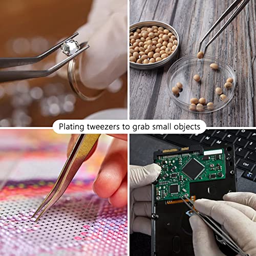 6.3 Inch Food Tweezers Stainless Steel with Precision Serrated Tips, 5PCS Kitchen Tweezers Set for Cooking, Baking, Cookie Cake Decoration, Metal Plating Tweezers - size: 6.3 in 5 PCS