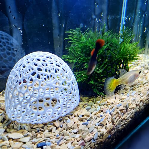 Decorative Shelter Domes, Aquarium Hideaway for Small Fish and Shrimp to Breed, Play and Rest, Safe and Non-Toxic 3D Printed Fish Tank Decorations (Yellow) - color: Yellow