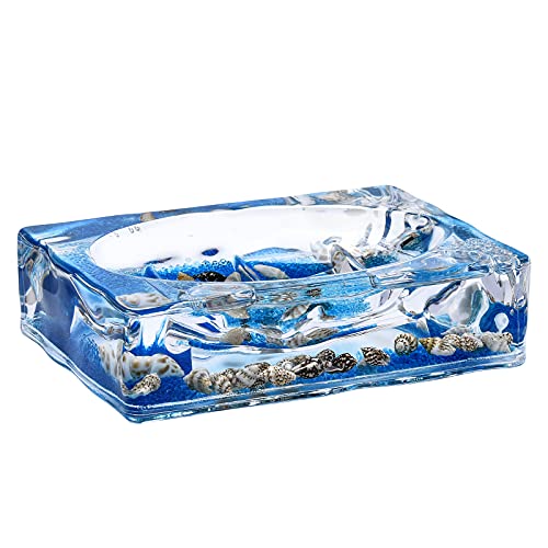 Locco Decor 4 Piece Acrylic Liquid 3D Floating Motion Bathroom Vanity Accessory Set Oceam Theme Shell Toothbrush Holder, Tumbler, Soap Dispenser, Soap Dish - size: 4-piece, style: Shell