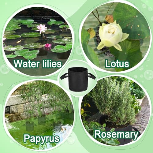 Aulock 8-Pack Lily Grow Bags for Pond - Durable Nonwoven Fabric Plant Pots with Handles, Aquatic Pond Planter for Aquatic Plants Water Lily, Black, (8''x 8''- 1.8 Gallons) - size: 8''x8''- 1.8 Gal