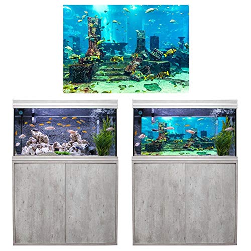 Yosoo PVC Aquarium Background Underwater Poster,Fish Wall Decorations Sticker 4 Size(76x46cm) - color: 76*46cm