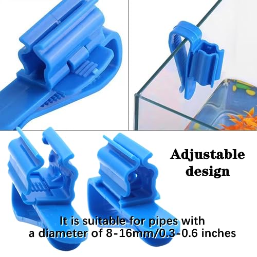6 PCS Fish Tank Hose Holder Adjustable Fish Tank Water Clip Fish Tank Water Pipe Clamp Fish Tank Mounting Clip for Fish Tank and Aquarium(Fit for 8mm to 16mm Hoses,Black,Blue)