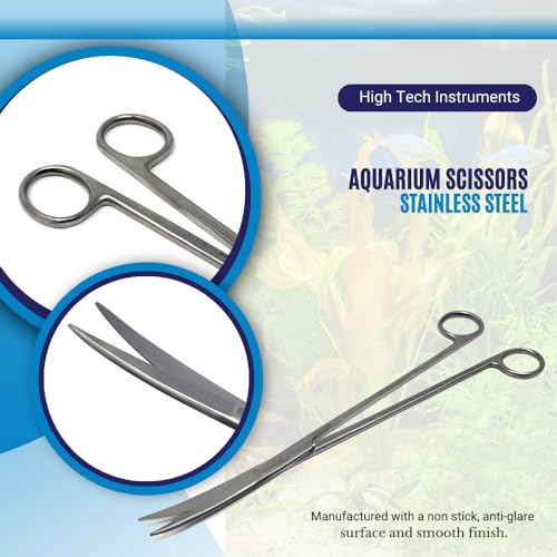 Aquarium Scissors Stainless Steel 12" Extra Long Water Grass Scissors for Aquatic Plants Pruning, Fish Tanks, Terrariums Used in Salt Water Fresh Water Landscape Maintenance Tools (Curved - Silver) - style: Curved - Silver