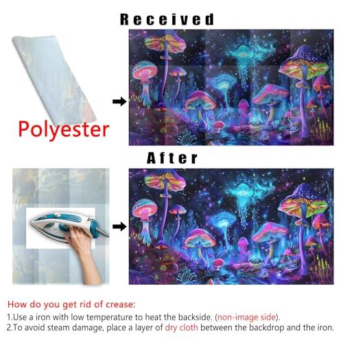 72X18IN Blacklight Mushroom Jellyfish Aquarium Background UV Reactive Background Starry Sky Terrarium Background with 10 EVA Double-Sided Tape - size: 72X18in/180X45cm