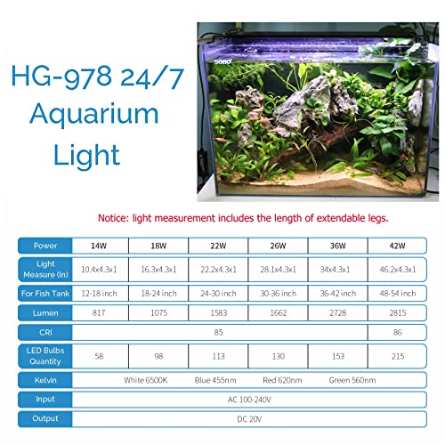 hygger Advanced LED Aquarium Light with Timer, 24/7 Lighting Cycle & DIY Mode, Full Spectrum Fish Tank Light for 24-30 in Freshwater Planted Tank - size: 24"- 30"
