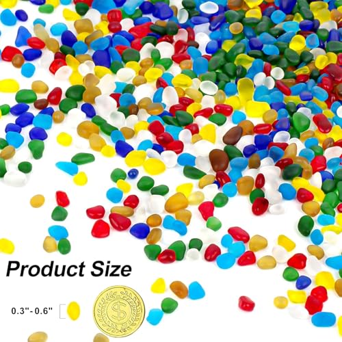 QEQEKAKA Colorful Sea Glass Stones for Crafts About 1LB (405g/14.28oz) Glass Pebbles Gemstones Bulk for Beaching Wedding DIY Decoration Aquarium Turtle Tank Vase Filler - color: Colorful, size: 1LB (405g/14.28oz)