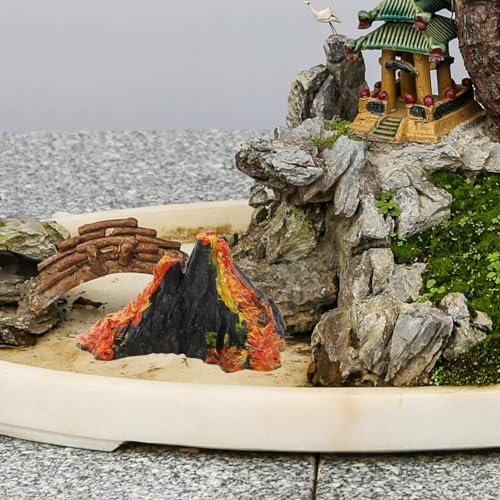 Milisten Dinosaur Volcano Ornaments 4Pcs Miniature Erupting Volcano Models for Aquarium Fairy Garden Desktop Decor Micro Landscape Bonsai Accessories