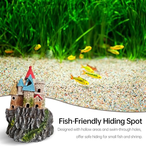 Fish Tank Castle Aquarium Decor – Large Resin Aquarium Ornaments for Aquarium Decorations, Safe Hideout Cave for Small Fish & Shrimp, Fairy Tale Fish Tank Accessories for Aquascape & Gifts - color: Castle B
