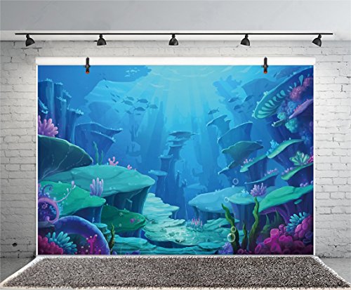 Little Mermaid Photography Backdrops - Photo Background - Yeele 9x6ft Ocean Mermaid Princess Backdrop Picture Birthday Party Banner Decor Photo Studio Booth Backdrop Baby Shower Photocall Y2WH01454