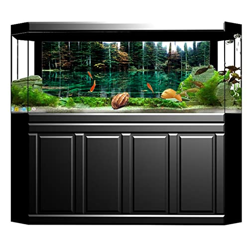 Fish Tank Background Decoration, 3D PVC Self Adhesive Wallpaper Sticker with Lake Reflection Pattern, Aquarium Background for Freshwater and Saltwater Tanks (122 * 50CM) - size: 122*50CM