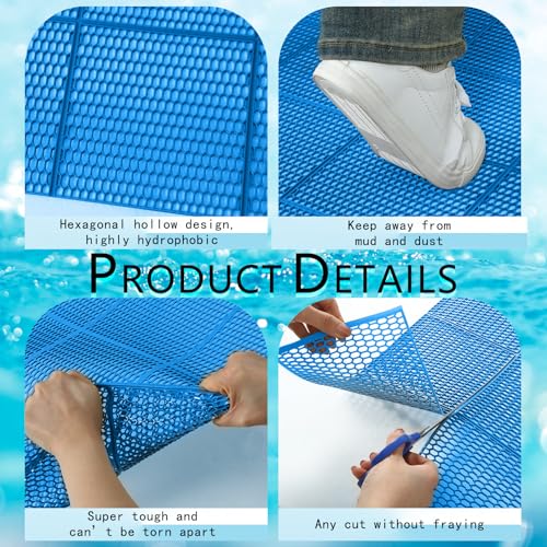 Tondiamo Pool Mat Non Slip Drainage Mats Swimming Pool Floor Deck Mats Rugs PVC Splash Mesh Hollow Doormat Roll for Outdoor Indoor Patio Restaurant Garage Kitchen Bathroom Safety(1 x 50 ft,Blue) - color: Blue, size: 1 x 50 ft