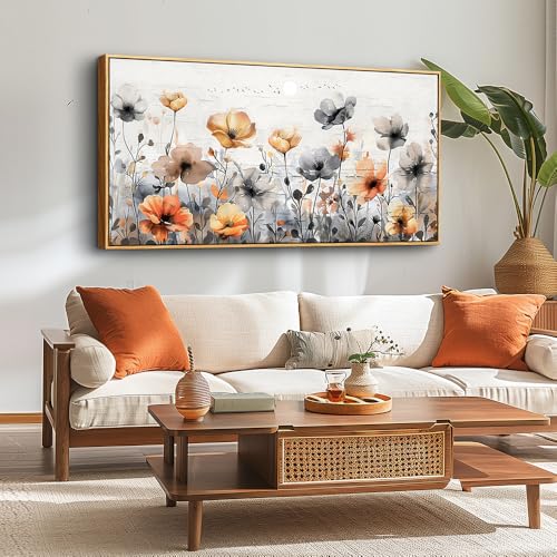 ZUITINGHUA Wood Framed Canvas Wall Art For Living Room Large Wall Decor For Office Bedroom Decorations Flowers Landscape Pictures Farmhouse Paintings Artwork Aesthetic Mural Home Decor 30x60 In - color: Flowers Wood Framed 1, size: 60"L x 30"W