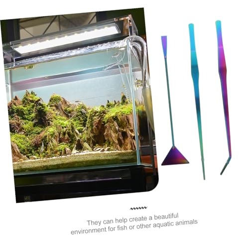 3pcs Aquarium Tools Set Stainless Steel Aquascaping Spatula Tweezers Kit for Water Plants Rustproof Cleaning Accessories for Home Aquariums Present for Fish Tank Owners