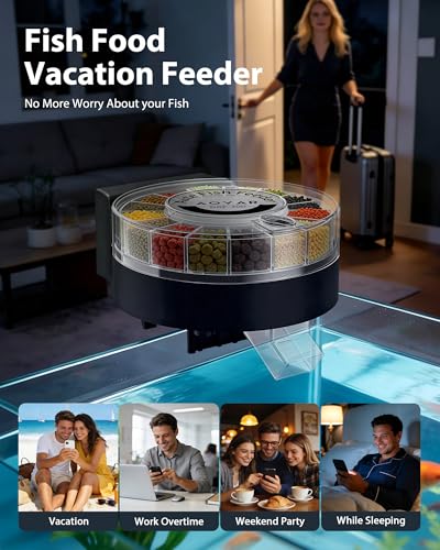 Automatic Fish Feeder Dispenser for Aquarium: Auto Precision Food Feeding 300ml Large Capacity for Powder Flakes Pellet, Battery Feeders Timer for Small Tank Turtle Betta Koi Vacation Weekend Day - size: CY-059F