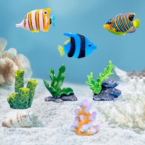 7 Pieces Artificial Coral Plant Gold Fish Aquarium Decorations for Fish Tank Decorative Aquarium Reef Fake Goldfish Ornament for Home and Office Simulation Aquarium (7 PCS) - color: 7 Pcs