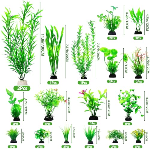 CousDUoBe 30pcs Fish Tank Accessories Aquarium Decorations Green Plants, Fish Tank Decor, Aquarium Decor Plastic Plants - size: 30Pack (2inch to 12.3inch)
