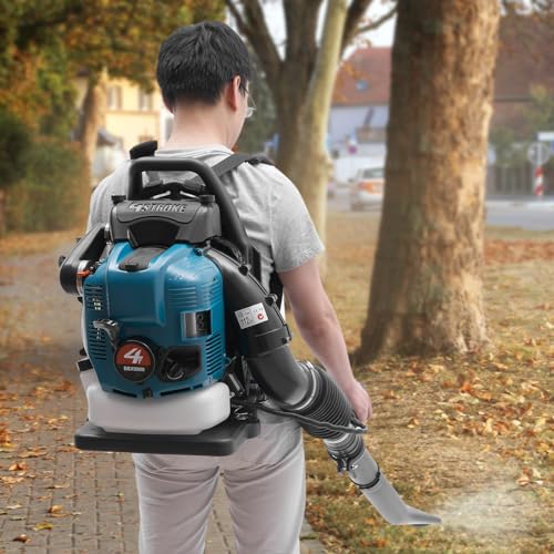 Backpack Leaf Blower 75.6CC 4 Stroke Backpack Gas Powered Leaf Blower with 1.9L Fuel Tank, Grass Lawn Blower Air Cooling Gasoline Blower for Sand, Gravel, Snow, Yard, Leafs