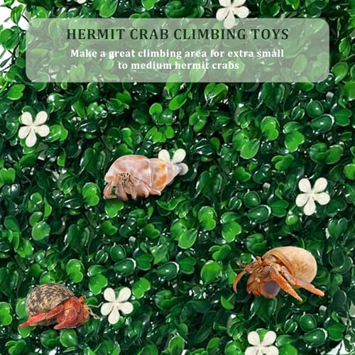 2 Pcs Hermit Crab Climbing Toys, 10 x 10 Inch Faux Grass Mat Climbing Wall for Gecko Lizard Reptile, Plastic Fake Turf Aquarium Plants for Saltwater Freshwater Tropical Fish Tank Decoration