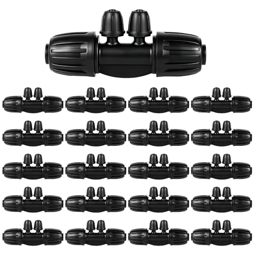 1/2 Inch to 1/4 Inch Tubing Irrigation Fittings for (1/2'' ID x 0.60''-0.63'' OD) 16mm Drip Tubing,Locked Barbed Tee Connectors (20 Pcs Barbed Tee 4-Way) - size: 20 Pcs 1/2 to 1/4 Inch Locked Barbed 4-Way