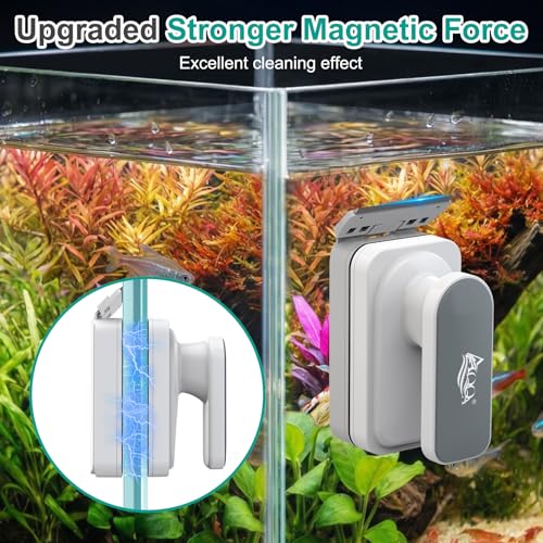 AQQA Aquarium Magnetic Glass Cleaner, Fish Tank Glass Scrubber Algae Scraper Comfortable Grip Handle with Dual Blades, Double Side Magnetic Brush for up to 0.32'' Thick Glass/Acrylic Aquariums (Small) - size: S