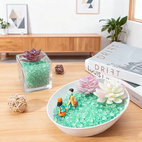 Keedolla Mint Green Sea Glass Stones Frosted Glass Pebbles Gemstones for Aquarium Rocks, Fish Tank Gravel, Vase Fillers, DIY Crafts - 230g/8oz - color: Mint Green, size: 0.5 LB