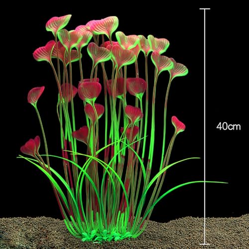 2PCS 16 Inch Aquarium Artificial Plastic Plant Decorations Ceramic Base Fish Tank Scenery Crafts Pet Supplies