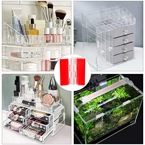 4 Pcs Self-Adhesive Clear Plastic Hinges - Acrylic Continuous Piano Folding Hinges for Crafts, Aquarium Lid, Cabinet, Furniture, Display Stand - 65x40 mm (Pack of 2) - size: 65 x 40 mm (Pack of 2)