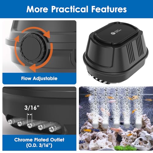 AquaMiracle All-in-One Koi Pond Aerator for Outdoor Ponds, Pond Air Pump with Airline Tubing, Air Stones, Check Valves & Air Filter Pad