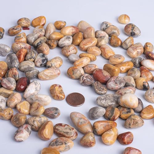 Polished Crazy Lace Agate Crystal Stone Set - 72 Pcs, 0.5" 10 oz Handpicked Natural Tumbled Gemstones Rocks, Pebbles for Reiki, Chakra, Healing, Home Decor - color: Crazy Lace Agate, size: 0.5"