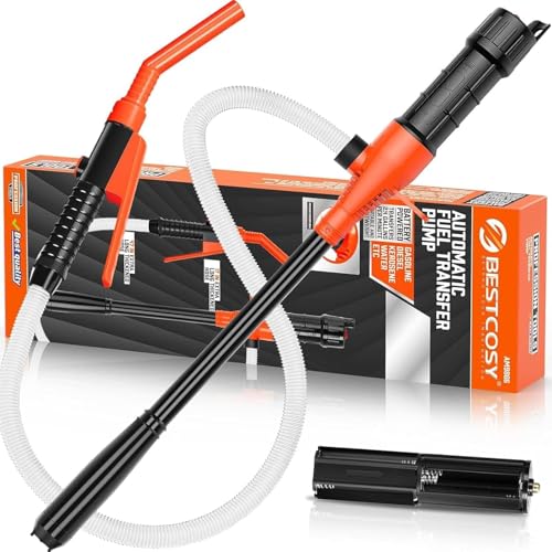 Electric Fuel Transfer Pump Siphon Pump for Gas, Fuel, Diesel, Water Transfer 2.4 GPM Flow Oil Extractor -Easy to Use Hand Fuel Pump, Multi-Use Siphon Fuel Transfer Pump（Deep Orange） - size: 1 Pack of Deep Orange