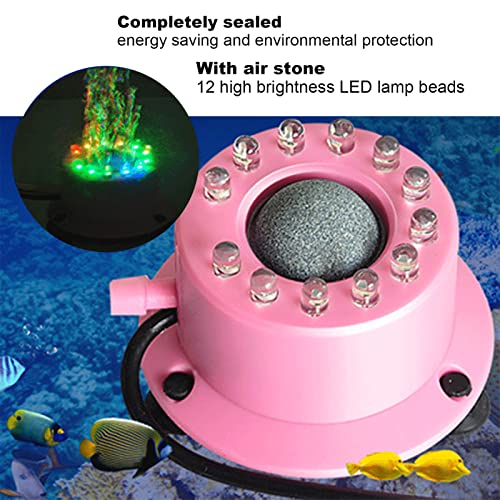 Fish LED Bubble Stone Disk Light,Aquarium Air Bubble LED Round Light Fish Air Bubbler Decoration Light for Illumination Oxygenation Decorations ()(#2)