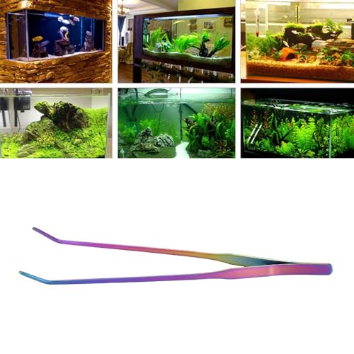 10.6Inch Stainless Steel Aquarium Tweezers Curved Design Ergonomic Non-Slip Grip for Planted Tank Fish Feeding Reptile Care(Curved Tweezers) - style: Curved Tweezers
