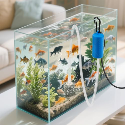 USB Mini Aquarium Air Pump Ultra Quiet Fish Tank Air Pump with Black Hanging Clasp Portable Aquarium Oxygen Aerator Pump Includes Fish Tank Airline Tubing and Air Stone(1W/2W/3W) - size: 1W