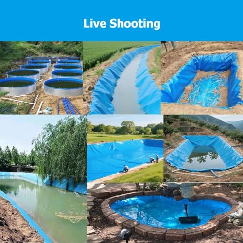Durable PVC Pond Liner 0.3MM Thick - HDPE Blue Preformed Mat for Fish & Plants, Ideal for Outdoor Ponds, Koi Ponds, Streams, Garden Fountains & Waterfalls (1.5x5m/4.9x16.4') - size: 1.5x5m/4.9x16.4'