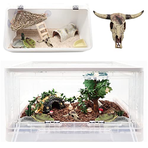Oooct Bearded Dragon Tank Decor Accessories, Resin Cattle Skull Reptiles Hideouts Decorations, Decor Statue for Fish Aquarium Cave Landscape - color: A, size: Small