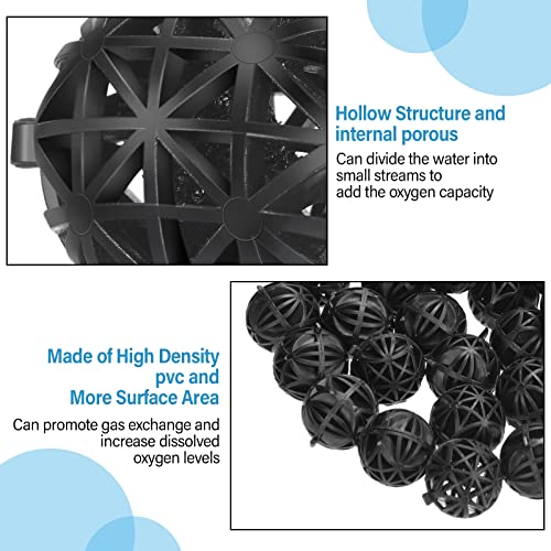 CHENGU 100 Pcs Bio Filter Balls Black Bio Balls for Aquarium Filter Pond Filters 1.02 Inch Internal Bioballs Filters Media with 2 Pieces Aquarium Media Bags Mesh Bags with Zipper for Fish Tank Pond