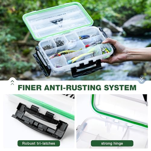 Ghosthorn Fishing Tackle Box, Waterproof 3600 and 3700 Tackle Trays, Plastic Tackle Box Organizer with Removable Dividers Storage Lure Box for Lures 3 Pack (3600 * 3) - style: 3600*3