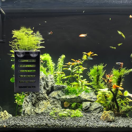 Aquarium Plant Holder Set, 8 Plastic Pots with 48 Hooks and 32 Suction Cups, for Live Plants and Fish Tank Decorations