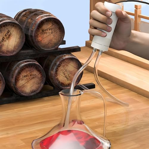 Wine Siphon Pump, Portable USB Electric Auto-Siphon Self Priming Food Grade Beer Transfer Pump for Home Brew Wine,Beer,Mead,Beverages and Kombucha, Mini Water Transfer Pump, No Mess Leak,Low Noise - color: White