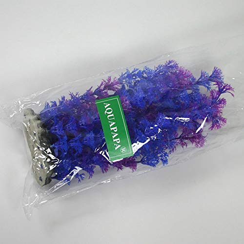 Aquarium Plants Fish Tank Decorations Ornament Plastic Artificial Plant (Blue/Purple #2-9.5" h) - color: Blue/Purple #2 - 9.5"h