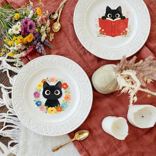 Peacoblue 18 Sheets Rub on Transfers for Crafts, Cat with Books and Flowers 3.6"x3.9" UV DTF Cup Wraps Waterproof Cold Transfers Stickers for Wood Glass Metal Cup Tumblers Mirrors Mugs Home Decor - style: Cat with Books and Flowers