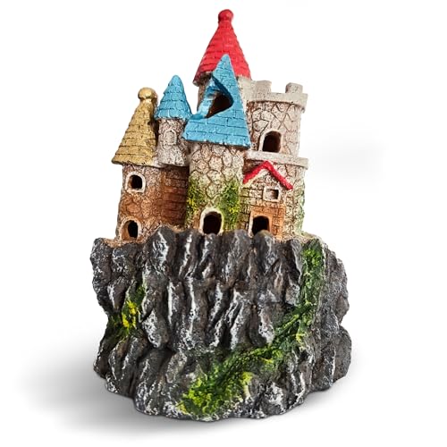 Fish Tank Castle Aquarium Decor – Large Resin Aquarium Ornaments for Aquarium Decorations, Safe Hideout Cave for Small Fish & Shrimp, Fairy Tale Fish Tank Accessories for Aquascape & Gifts - color: Castle B