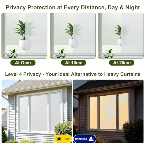 Frosted Glass Window Privacy Film, Embossed White, 17.5"x78.7" - color: Frosted, size: 17.52"x78.7"