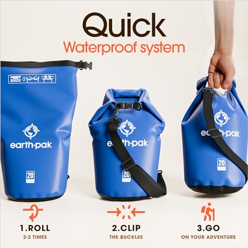 Earth Pak Waterproof Dry Bag - Roll Top Waterproof Backpack Sack Keeps Gear Dry for Kayak with Waterproof Phone Case - color: Blue, size: 10L