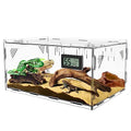 Reptile Terrariums, with Temperature Hygrometer, 11.8"x7.9"x5.9" Acrylic Reptile Breeding Box Terrarium Cage Tank for Small Reptile Insect Home Office - size: Terrestrial S (No Tray)