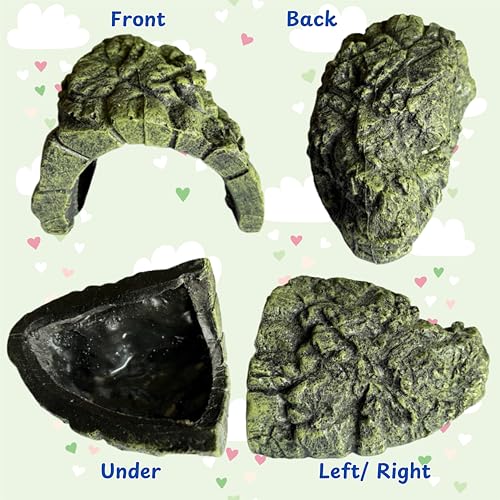 Axolotl Hides for Aquarium and Fake Water Plants Set, Axolotl Cave Aquarium Plastic Tree, Tortoise Turtle Hideout, Fish Tank Decor, Axolotls Tank Accessories, Turtle Tank Accessories (Plant Cave, L)