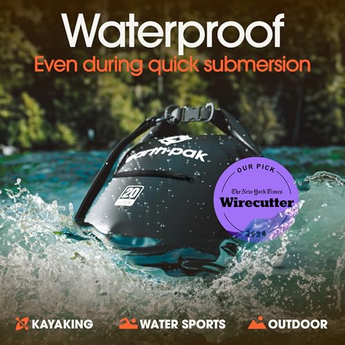 Earth Pak Waterproof Dry Bag - Roll Top Waterproof Backpack Sack Keeps Gear Dry for Kayak with Waterproof Phone Case - color: Black, size: 20L