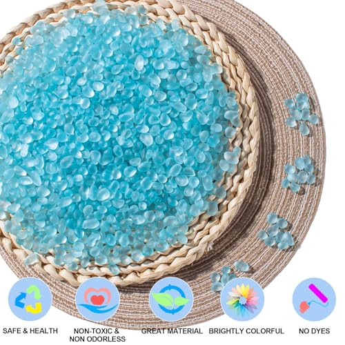 Keedolla Ice Blue Sea Glass Marbles Stones Frosted Glass Pebbles Gemstones for Aquarium Rocks, Fish Tank Gravel, Vase Fillers, DIY Crafts - 230g/8oz - color: Ice Blue, size: 0.5 LB