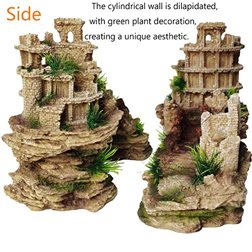 Hamiledyi Aquarium Antique Roman Column Castle Stone Cave Decorations, Fish Tank Artificial Resin Ruins European Ornaments, Large Landscaping for Betta Hide Play - style: Aquarium Castle Decoration